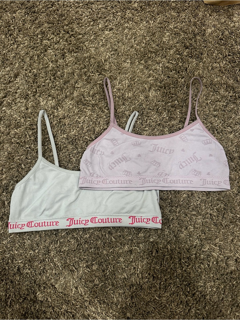 Juicy Couture Pink & White Logo Crop Bralettes Duo